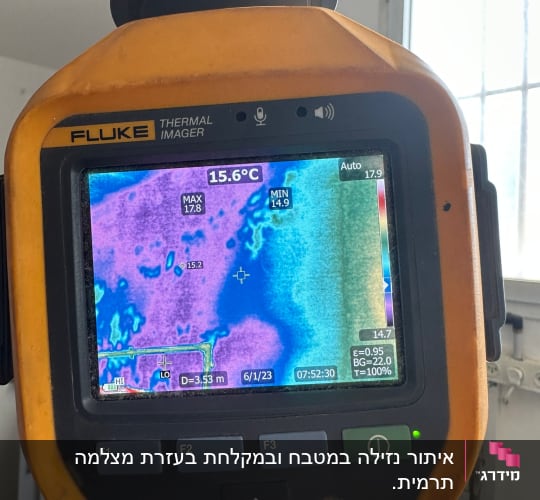 מצלמה תרמית פלוק מציגה תמונת חום עם טמפרטורות שונות